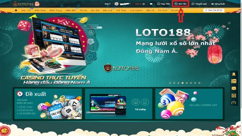 Rút tiền Loto188